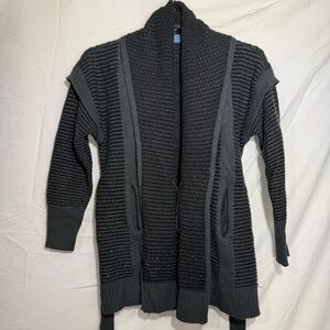 Simply Vera Vera Wang Black Textured Cardigan Black w/ Silver Shimmer, Pockets